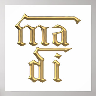 Golden "3-D" Mother of God (Ma Di) Symbol Poster
