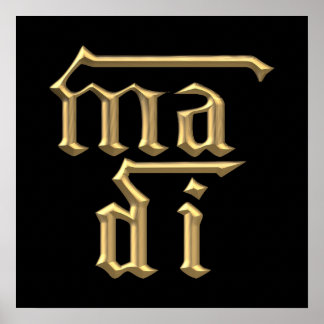 Golden "3-D" Mother of God (Ma Di) Symbol Poster