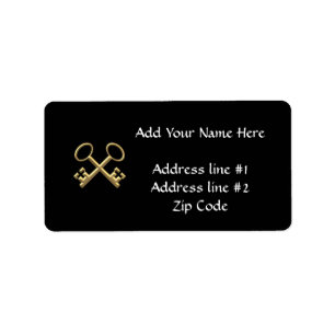 Golden "3-D" St. Peter's Keys Adressaufkleber