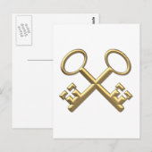 Golden "3-D" St. Peter's Keys Postkarte (Vorne/Hinten)