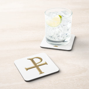 Golden "3-D" Tau-Rho Getränkeuntersetzer