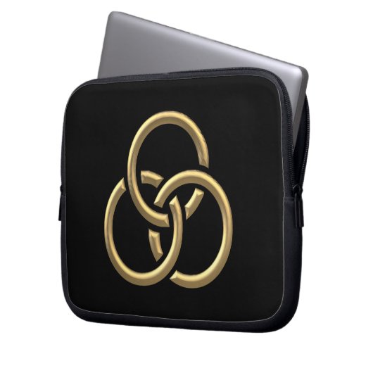 Golden "3-D" Trinity Rings Laptopschutzhülle (Vorderseite Links)