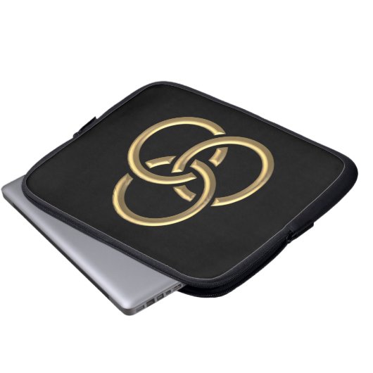 Golden "3-D" Trinity Rings Laptopschutzhülle (Vorne Knopf)