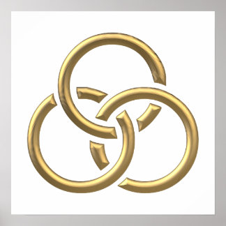 Golden "3-D" Trinity Rings Poster