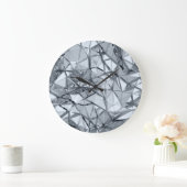 Golden 3D Metal: Geometrischer Hintergrund Große Wanduhr (Zuhause)