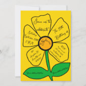 Golden 50. Geburtstag Gold Doodle Blume Einladung (Vorderseite)