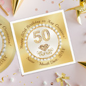 Golden, 50. Geburtstag Napkins Personalisiert, Serviette