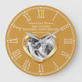Golden 50. Hochzeitsjubiläum Zollherz Foto Große Wanduhr