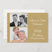 Golden 50. Hochzeitstag Einladung (Vorne/Hinten)