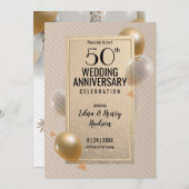 Golden 50. Hochzeitstag Einladung (Vorne/Hinten)