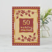 Golden 50. Hochzeitstag Einladung (Stehend Vorderseite)