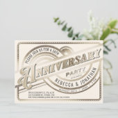 Golden 50. Hochzeitstag Einladungen Weiß (Stehend Vorderseite)