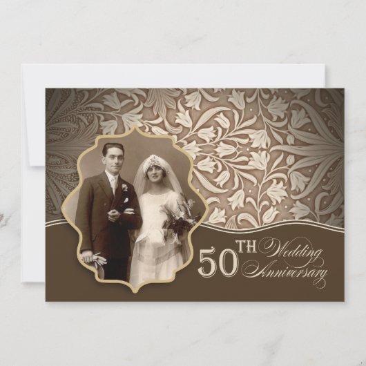 Golden 50. Hochzeitstag Foto Einladungen (Vorderseite)