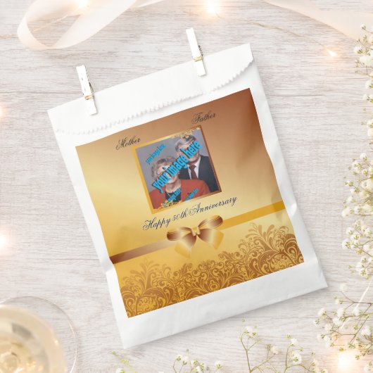 Golden 50 Jahre alt Hochzeitsfoto Vorlage Geschenktütchen (Ausgeschnitten)