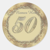 Golden 50 Jahre Cupcake Sticker Topper (Vorderseite)