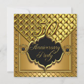 Golden 50 Jahre Elite Elite Elegantes Schwarzes Go Einladung (Vorderseite)