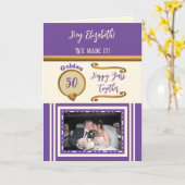 Golden 50 Jahre glückliche Jahre lila Sahne Karte (Gelbe Blume)