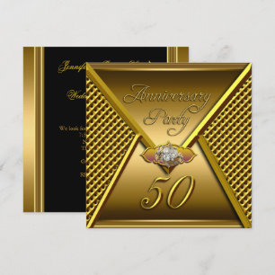 Golden 50 Jahre Jubiläum Elegant Wedding Gold Einladung