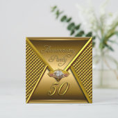Golden 50 Jahre Jubiläum Elegant Wedding Gold Einladung (Stehend Vorderseite)