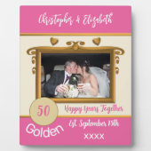 Golden 50 Jahre Jubiläum hinzufügen Namen Foto pin Fotoplatte (Vorderseite)