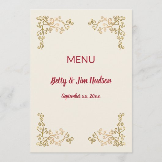 Golden - 50. Jubiläum Empfang Menu Menükarte (Vorderseite)