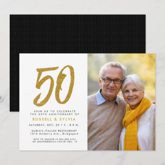 Golden 50. Jubiläum Foto Party Einladung