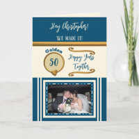Golden 50. Jubiläum glückliche Jahre Blau Creme