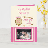 Golden 50. Jubiläum glückliche Jahre pink Creme Karte (Gelbe Blume)