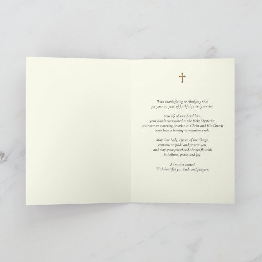 Golden 50. Ordination Jubiläum für Priester Karte (Innenseite)