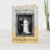Golden 50 th Wedding Anniversary Elegant Karte (Vorderseite)