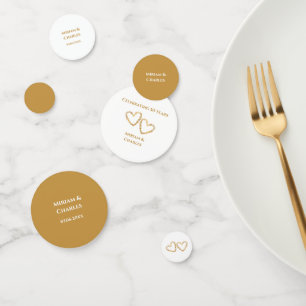 Golden 50 th Wedding Anniversary Heart Personalisi Konfetti