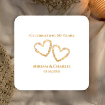 Golden 50 th Wedding Anniversary Heart Personalisi