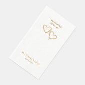 Golden 50 th Wedding Anniversary Heart Personalisi Serviette (Ecke)