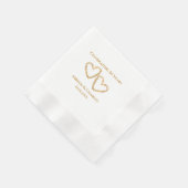 Golden 50 th Wedding Anniversary Heart Personalisi Serviette (Ecke)