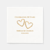 Golden 50 th Wedding Anniversary Heart Personalisi Serviette (Vorderseite)