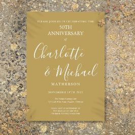 Golden 50 th Wedding Anniversary Modern Script Einladung