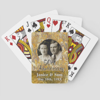 Golden 50 th Wedding Anniversary Personalisiertes Spielkarten