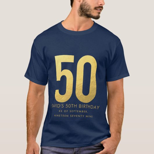 Golden 50 th Wedding Anniversary Personalisiertes  T-Shirt (Vorderseite)