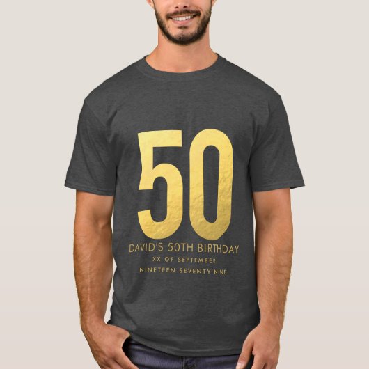 Golden 50 th Wedding Anniversary Personalisiertes  T-Shirt (Vorderseite)