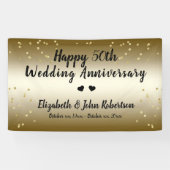Golden 50. Wedding Anniversary Confetti Elegant Banner (Horizontal)
