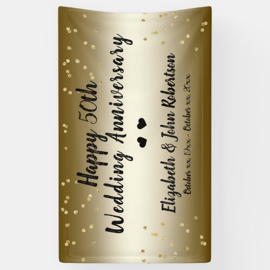 Golden 50. Wedding Anniversary Confetti Elegant Banner (Vertikal)
