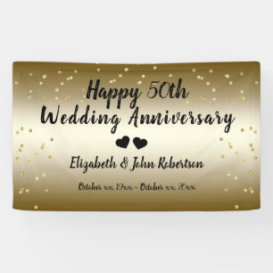 Golden 50. Wedding Anniversary Confetti Elegant Banner