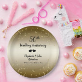 Golden 50. Wedding Anniversary Confetti Elegant Pappteller (Party)