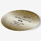 Golden 50. Wedding Anniversary Confetti Elegant Pappteller (Schrägansicht)