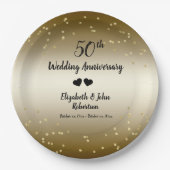 Golden 50. Wedding Anniversary Confetti Elegant Pappteller (Vorderseite)