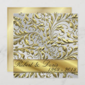 Golden 50. Wedding Anniversary Einladung Gold (Vorne/Hinten)