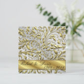 Golden 50. Wedding Anniversary Einladung Gold (Stehend Vorderseite)