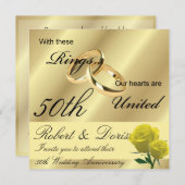 Golden 50. Wedding Anniversary Einladung Gold (Vorne/Hinten)