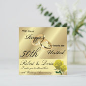 Golden 50. Wedding Anniversary Einladung Gold (Stehend Vorderseite)