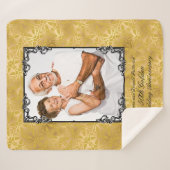 Golden 50. Wedding Anniversary Foto Monogram She Sherpadecke (Vorderseite (Horizontal))